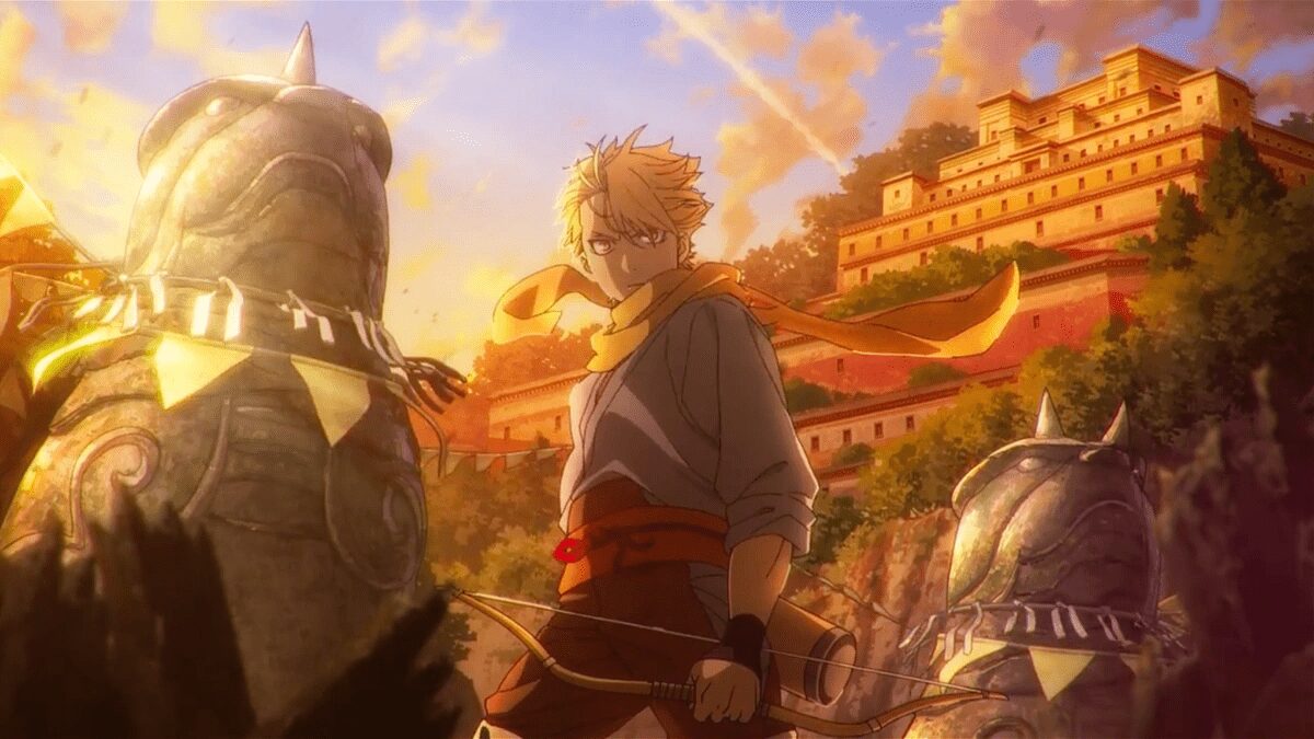 Yuru protagonista di Daemons of the Shadow Realm Yomi no Tsugai con i guardiani di pietra Tsugai