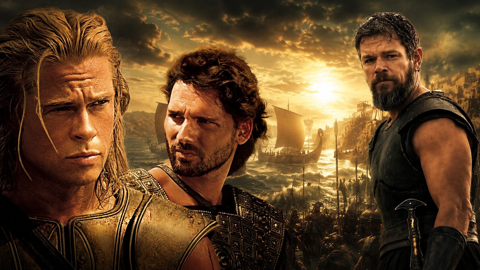 Mashup grafico tra il film Troy e The Odyssey di Christopher Nolan